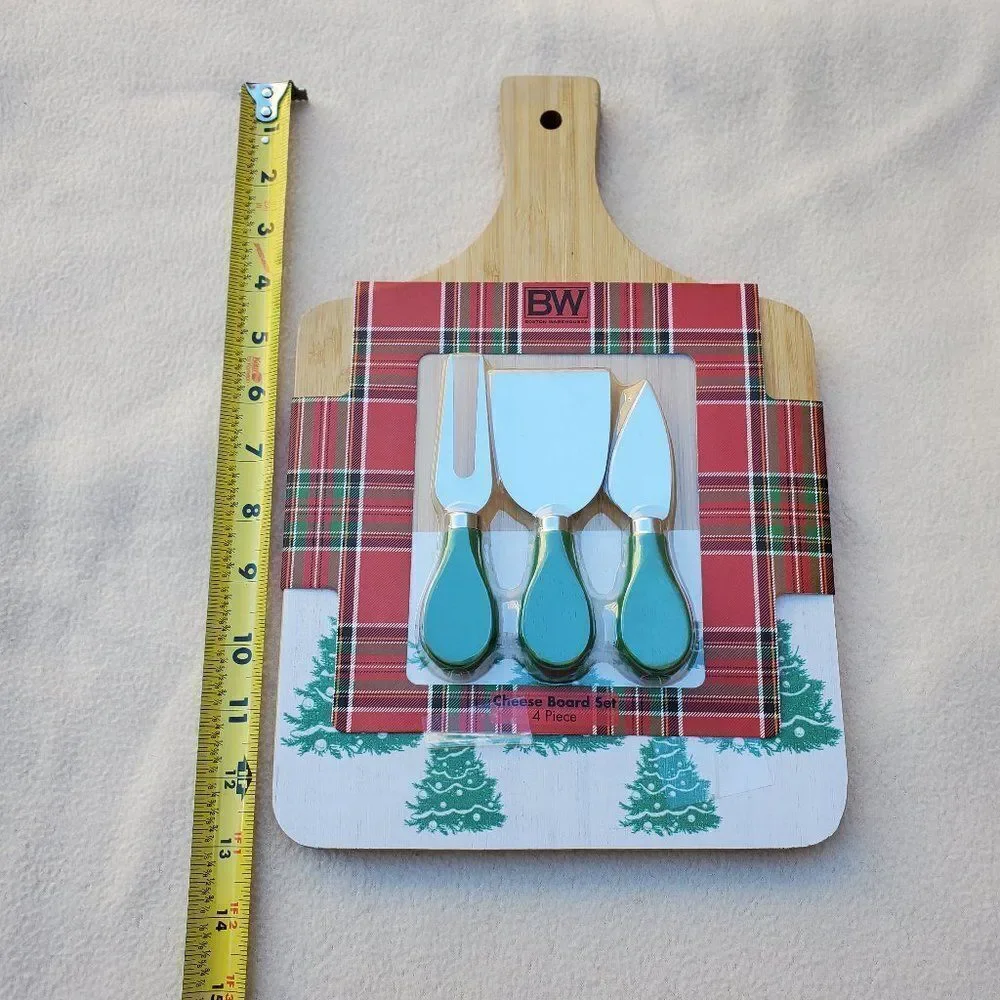Boston Warehouse Bamboo Wood Cheese Board Set - 4 Pieces